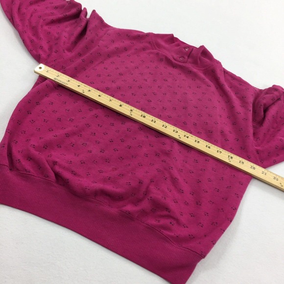Vintage 1980 Vintage Mock Neck Floral Print Sweatshirt Size Large Womens Pink L - Picture 7 of 8